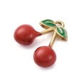 thumbnail image 2 of 10 pc 304 Stainless Steel Pendants with Enamel Cherry Charm Golden Red 15x15x5mm Hole: 1.5mm, 2 of 3
