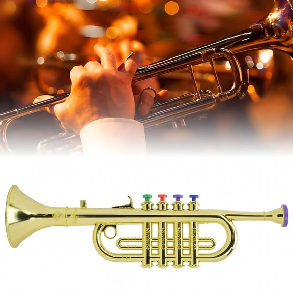 QAYOZ Golden Plastic Children Trumpet, Kid Trumpet, Teaching Supplies For Stage Performances