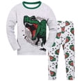 thumbnail image 2 of Xudanell Boys Pajamas 100% Cotton Truck Pjs Toddler 2 Piece Sleepwear Kids Winter Clothes Set White for Size 7-8 Years, 2 of 3