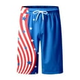 thumbnail image 4 of Hwmodou Men Spring Summer Independence Day Colorful Beach Bottoms Drawstring Elastic Waist Breathable Soft Short Daily Streetwear Tie Pocket Leisure Fitness Shorts Comfortable Dailywear, 4 of 5