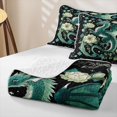 thumbnail image 4 of Feelyou Ink Dragon Twin Quilt Set for Boys Girls, Vintage Garden Animal Twin Coverlet Set, Teal, 2-Piece, 4 of 7
