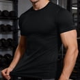 thumbnail image 4 of GUZOM Mens Short Sleeve Compression Shirt Moisture Wicking Quick Dry Athletic Base Layer Workout Gym Training Top Slim Fit Black S-XXXL,Size M, 4 of 9