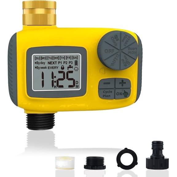 Programmable Sprinkler Timer with 2 Auto Modes, Hose Water Timer with Rain Delay/Manual Watering, Automatic Watering System for Outdoor Garden Yard