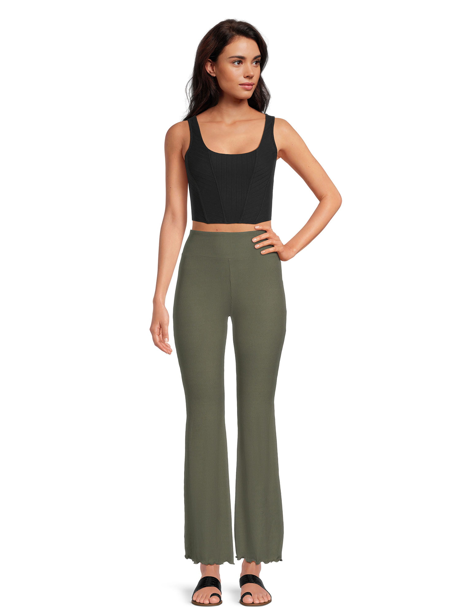 No Boundaries Army Green Flare Leggings Size M - $8 (46% Off