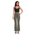 thumbnail image 2 of No Boundaries Women's Juniors Ribbed Flare Lettuce Hem Pants, Sizes S-XXXL, 2 of 5