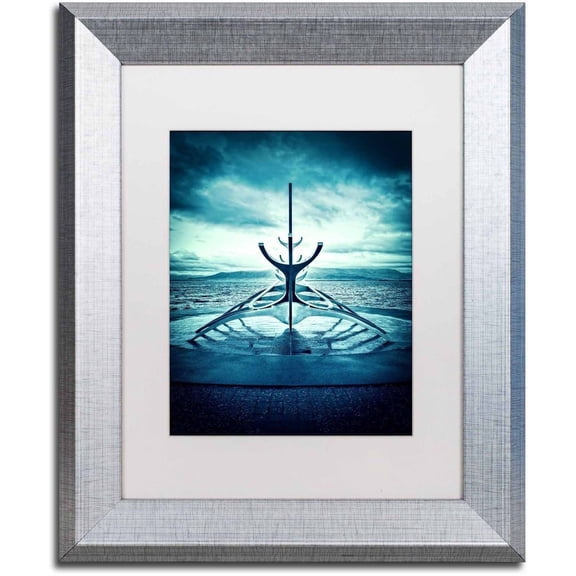 Trademark Fine Art 'Viking Ship' Canvas Art by Philippe Sainte-Laudy, White Matte, Silver Frame