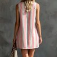 thumbnail image 4 of QUNYINEY Sleeveless Sundresses for Women Mini A Line Summer Striped Tank Dress Cowl Neck with Pockets Loose Fit Casual Dresses, 4 of 7