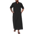 thumbnail image 2 of XDZJLR Mens Shirts Middle Arabic Style Long Button Muslim Robe Long Sleeve Robe Side Slit Robe Button Pocket Robe Shirts for Men, 2 of 5