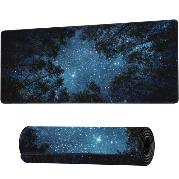 Beautiful Night Sky and Milky Way Gaming Mouse Pad XXL Large Desk Mouse Pad Keyboard Mat with Stitched Edges Waterproof Non-Slip Desk Mat for Laptop,Keyboard,Computer 35.4 * 15.7 Inch