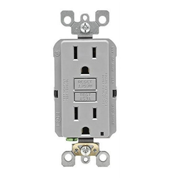 Leviton GFNT1-GY Self-Test SmartlockPro Slim GFCI Non-Tamper-Resistant Receptacle with LED Indicator, 15 Amp, Grey