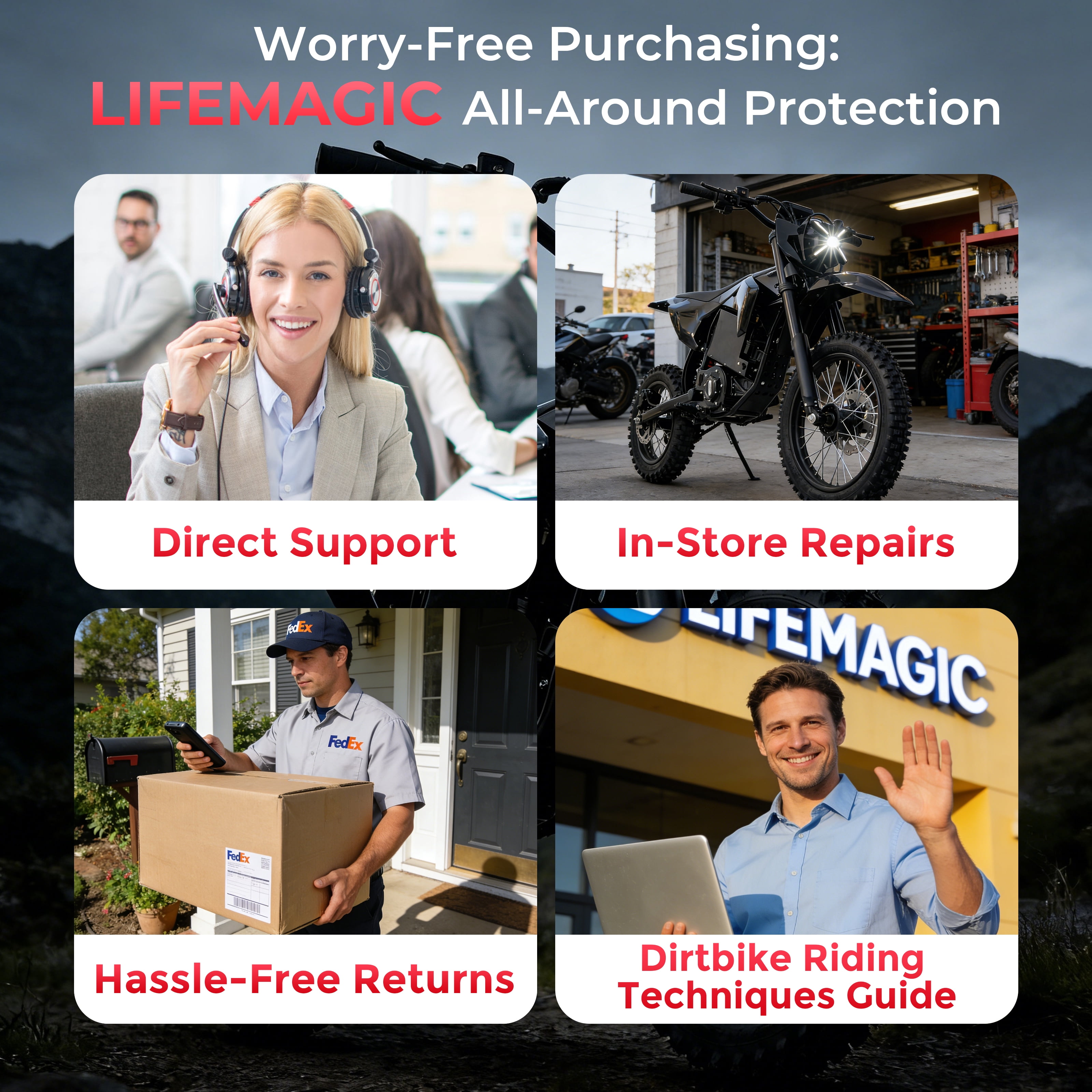 LIFEMAGIC 60V 28.8Ah Electric Dirt Bike, 3600W High-Power Motocross Off-Road Motorcycle, 50 MPH Max Speed, Adult Electric Bike with Bluetooth Speaker, 265 lbs Capacity
