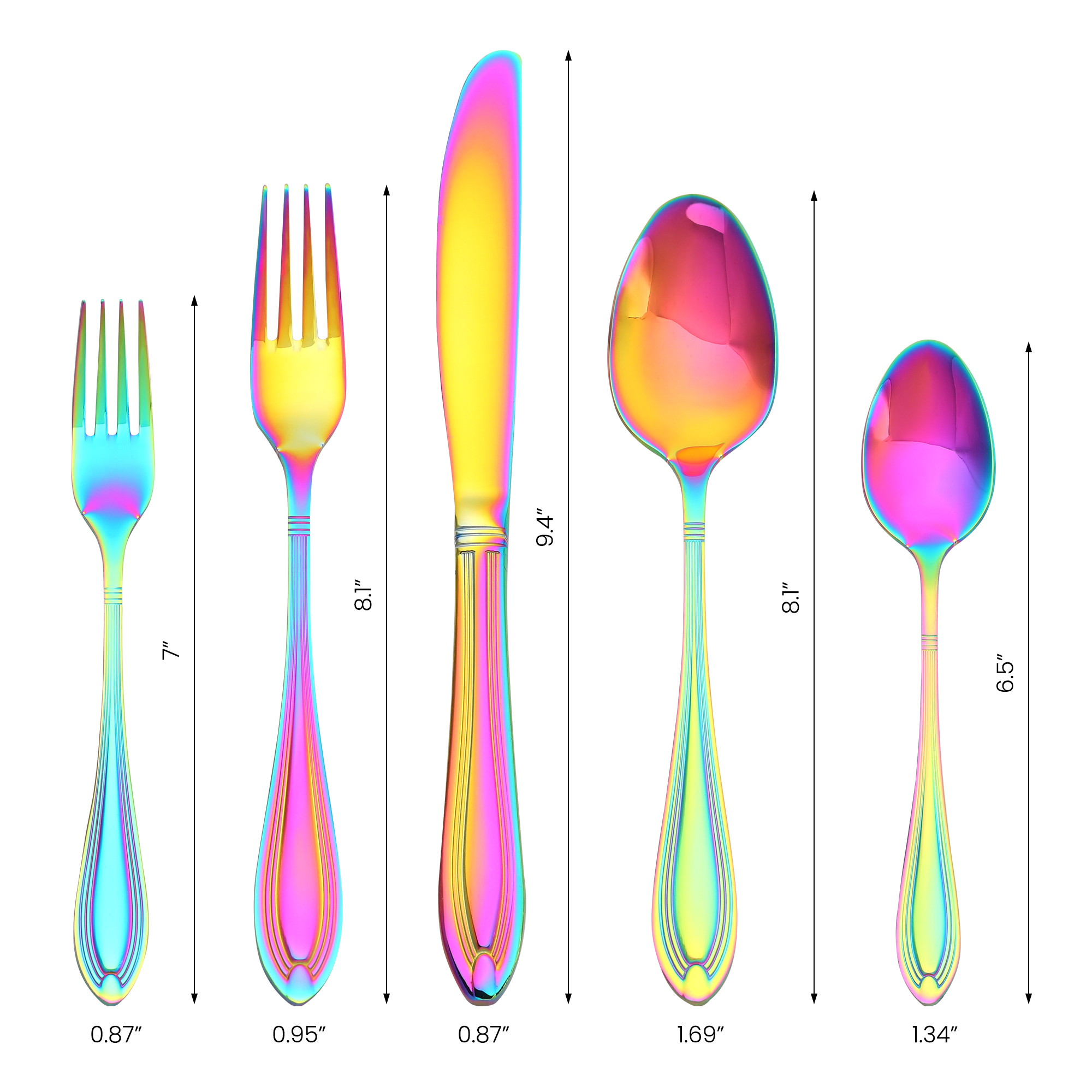 Unique Bargains 20 Pieces Stainless Steel Flatware Silverware Set Colorful