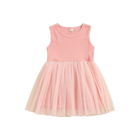 

ZIYIXIN Toddler Baby Girls Mesh Tutu Dress Sleeveless Printed Tulle Hem Dresses Party Princess Gown Pink 2-3 Years