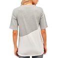 thumbnail image 3 of FASHIONWT Women Color Contrast Round Neck Short Sleeve Sporty Cotton T-Shirts, 3 of 6
