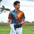 thumbnail image 2 of Kdxio Red And Blue Fire Dragon E Print Men's Short Sleeve Polo Shirt,Midweight Men's Shirt, 2 of 5