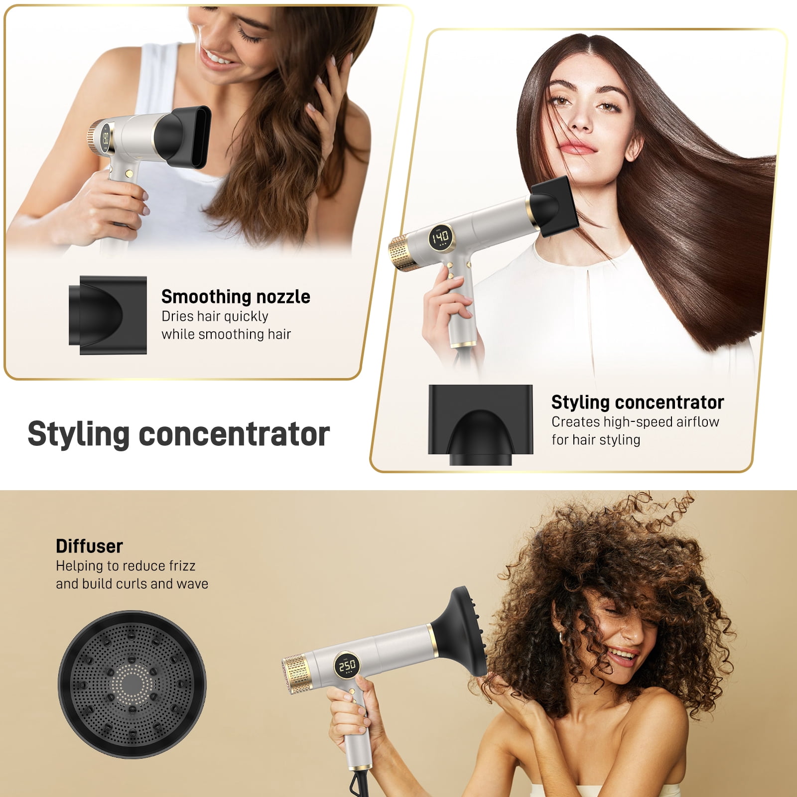 Dual Voltage Hair Dryer with Diffuser