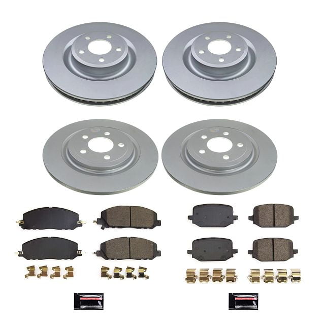 PowerStop Front and Rear Geomet Coated Brake Rotor and Pad Kit Fits: FORD Select Models CRK8693