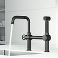 thumbnail image 3 of VIGO Cass Single-Handle High-Arc Widespread Bridge Kitchen Faucet with Pull-Out Side Sprayer in Matte Black-VG02050MB, 3 of 17