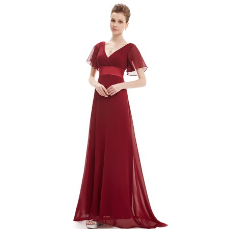 Ever-Pretty Womens Chiffon Short Sleeve Long Maxi Formal Evening Party Bridesmaid Dresses for Women 98903 Burgundy (Best Short Bridesmaid Dresses)