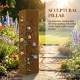 thumbnail image 6 of Rusty Metal Garden Column, 15.7 inches Garden Column Rust Steel Statue without Lid, Modern Garden Sculpture, Metal Patio Landscape Decor, Art Column for Lawn, Porch, Backyard Decoration, Style F, 6 of 9