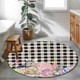 thumbnail image 4 of Bunny Easter Round Rug 4ft Washable Circle Entryway Rugs Non Slip Eggs Plaid Spring Floral Black White Farmhouse Area Rug Indoor Floor Carpet for Bedroom Kitchen Living Room Home Office Dining Room, 4 of 8
