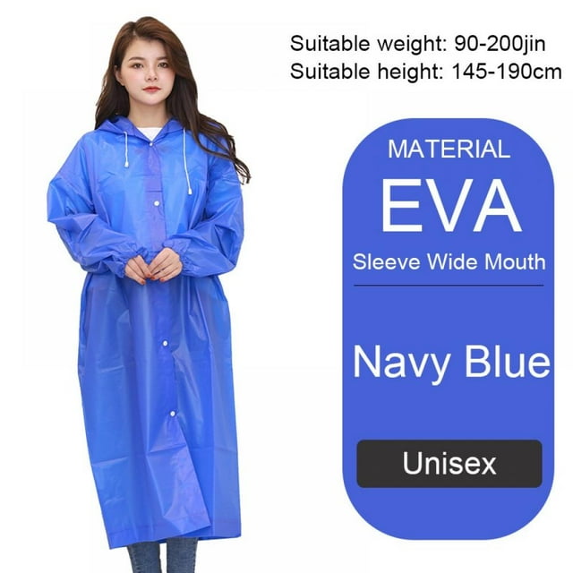 Imperméable EVA Poncho de Pluie Réutilisable Unisexe Hommes Femmes Long Vêtement de Pluie