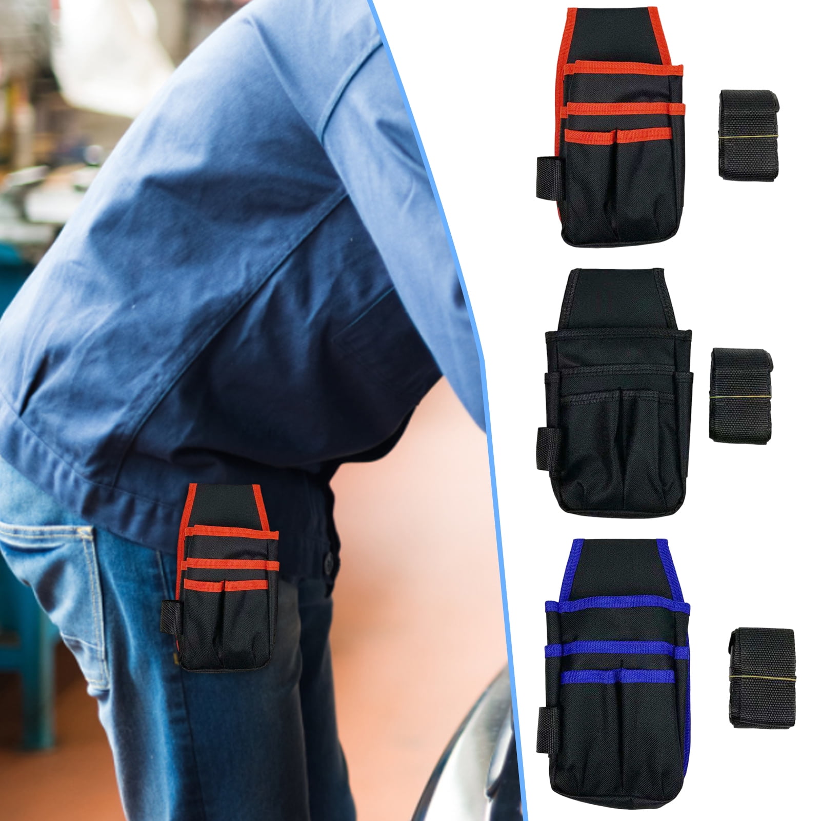 GoFJ Multiple Pockets High Capacity Adjustable Buckle Waist Bag Electrician  Hardware Portable Thickening Tool Belt Pouch Workshop Equipment