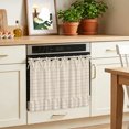 thumbnail image 4 of Beige Plaid Grid Oven Skirt for Farmhouse Kitchen Décor, Modern Abstract Cream Checkered Oven Curtain Tie Top Decorative Stove Skirt, Cabinet Dish Washer Curtains with 8 Ribbon Ties 32"x24", 4 of 8