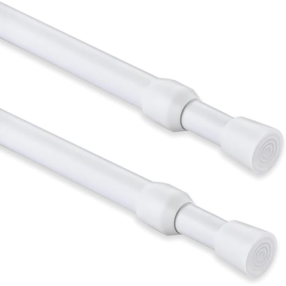 2 Pack Tension Curtain Rod for Windows 16 to 28 inch, Adjustable Expandable Pressure Spring Curtain Rod,Heavy Duty Tension Curtain Rod No Drilling Curtain Rod for Bedroom Doorway Closet Door,White