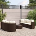 thumbnail image 1 of vidaXL 7 Piece Garden Sofa Set with Cushions Brown Poly Rattan, 1 of 5