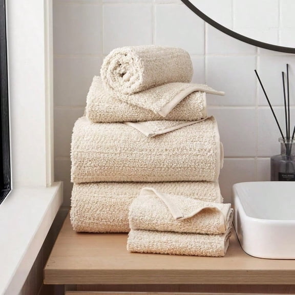 Luxurious Boucle 6 Piece Bath Towel Set 2 Bath Towels (2) Hand Towels And (2) Washcloths Birch Beige Premium Bathroom Towel Set
