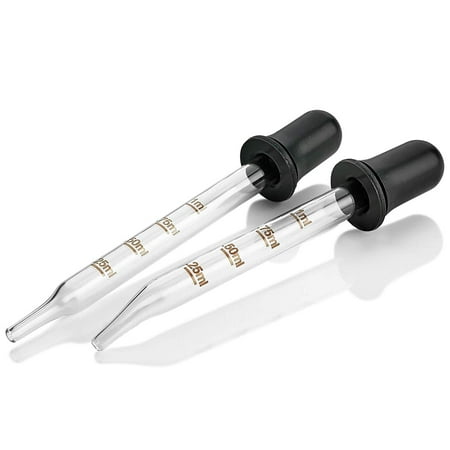 10 Ml Slip Tip - Eye Dropper - (Pack of 2) Bent & Straight Tip Calibrated Glass Medicine Droppers for Medications or Essential Oils Pipette Dropper for Accurate Easy Dose and Measurement (1 mL Capacity)