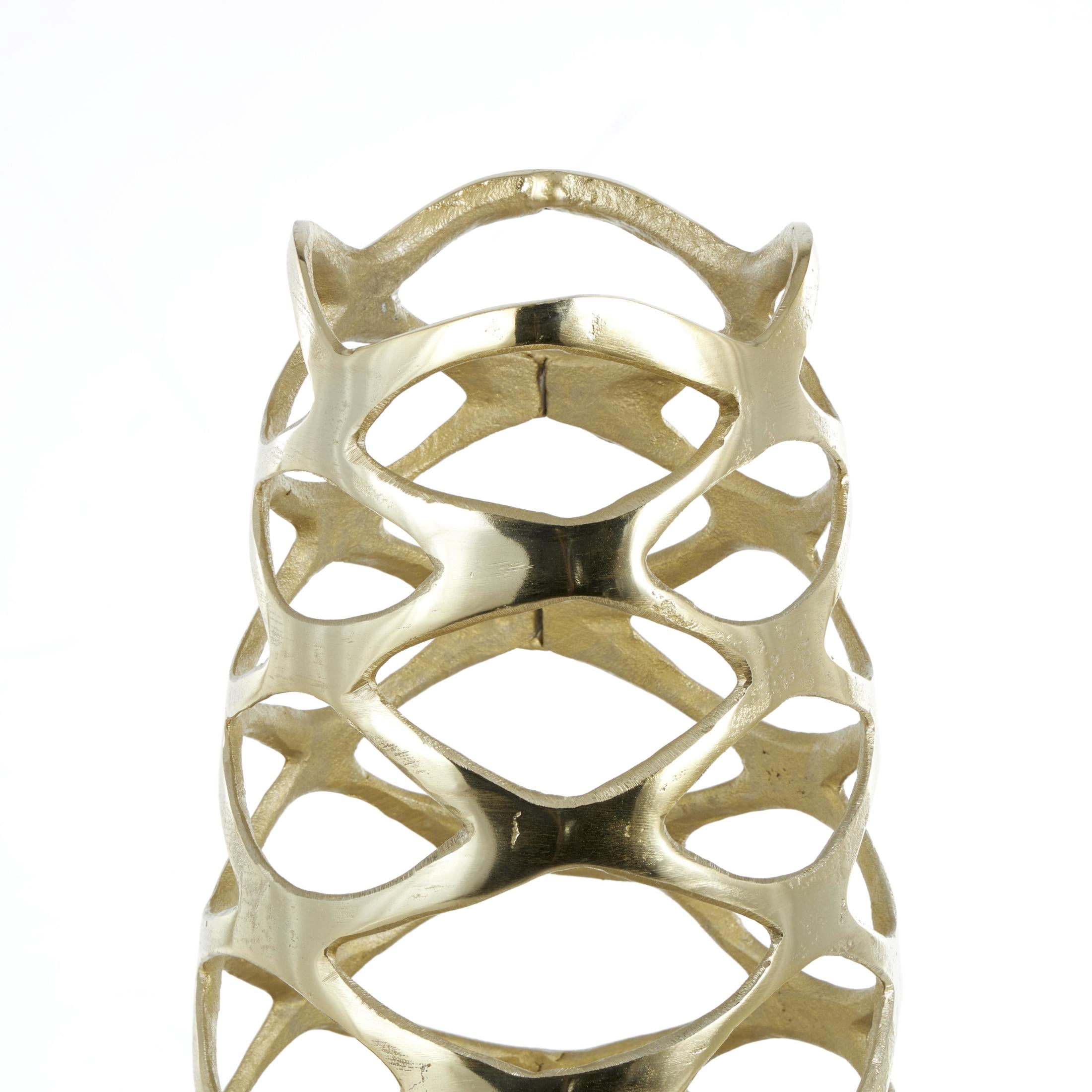 DecMode 39" Geometric Tall Cutout Gold Aluminum Metal Vase