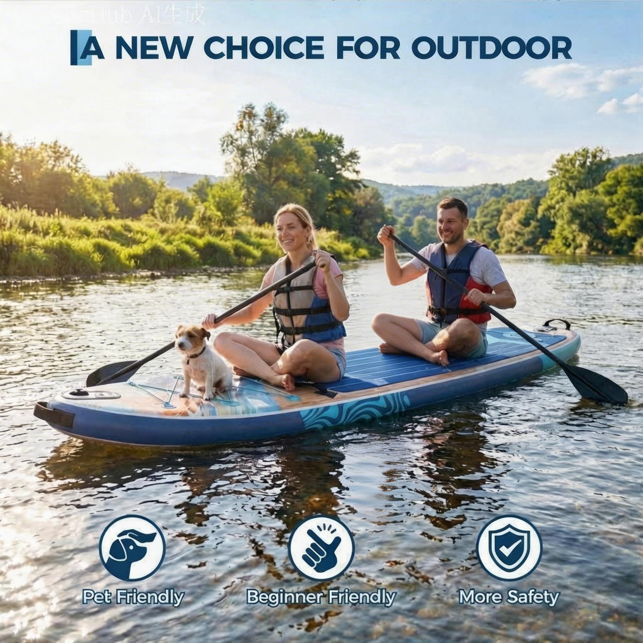11' Inflatable Stand Up Paddle Board with Premium SUP Accessories, 450LB Weight Capacity, Wide & Stable for Beginners, Includes Adjustable Paddle & Camera Mount