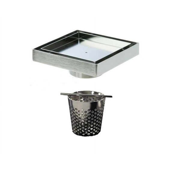 SereneDrains Tile Insert Threaded Square Shower Drain with Hair Trap Set (4 and 5 Inch Drains)