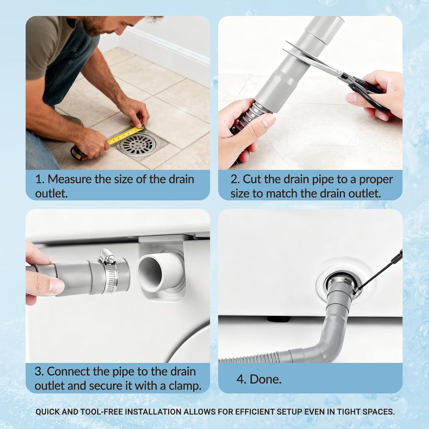 6FT Universal Washer Drain Hose, Leak-Proof & Cut-to-Fit PVC Hose, Compatible with Whirlpool, LG, Samsung Washing Machines/Dishwashers/Dryers