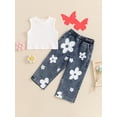 thumbnail image 2 of Bagilaanoe 2pcs Toddler Baby Girl Pants Set Ribbed Sleeveless Tank Tops + Jeans Denim Trousers Kids Summer Casual Clothes, 2 of 7