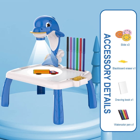 Gecau Drawing Projector Table For Kids, Draw Projector Toy With & Sturdy y Girl 3-8 Years Old Blue 12x9.6 Inch Home Stuff
