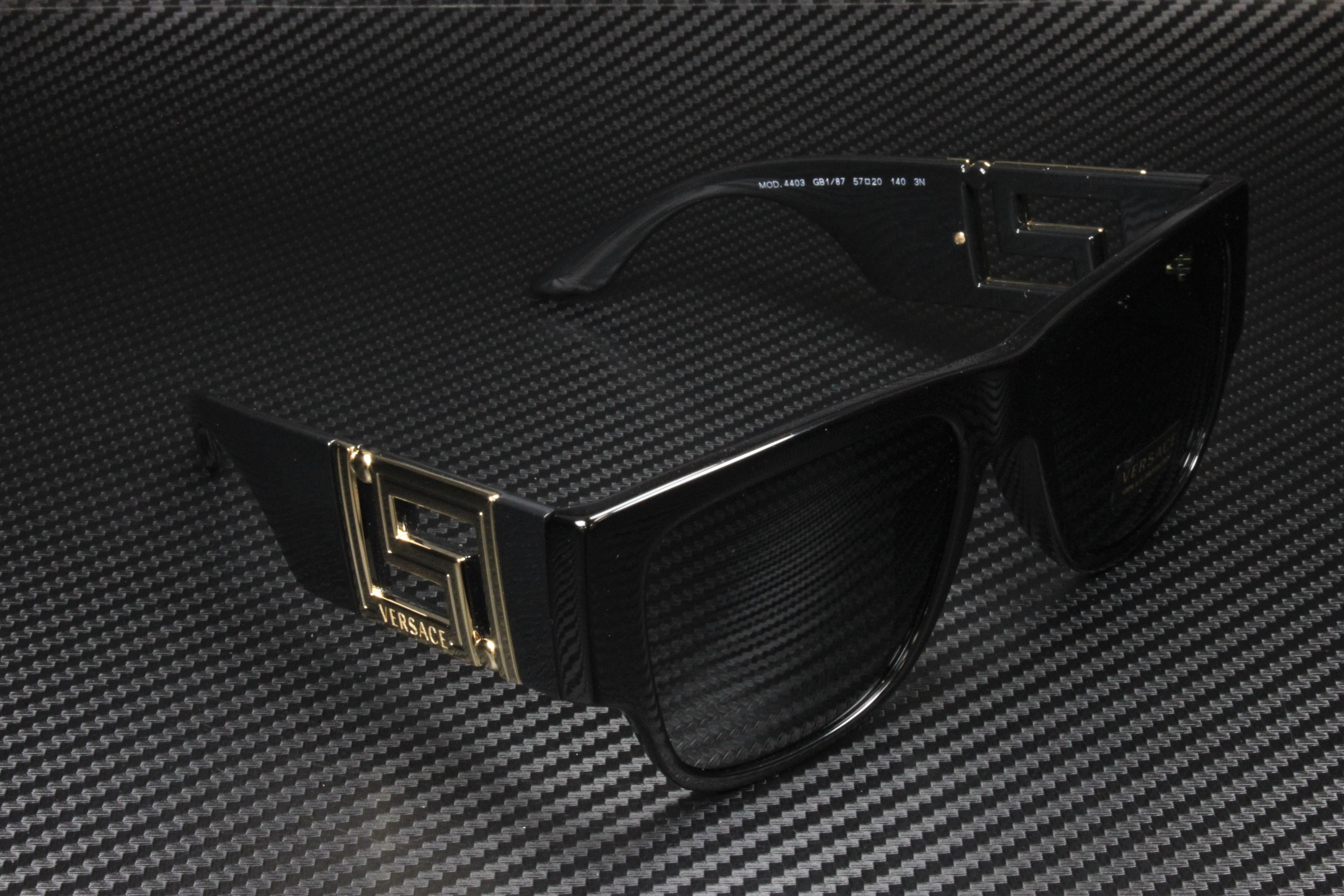 Versace Men's Rectangle Sunglass, Black and Dark Grey