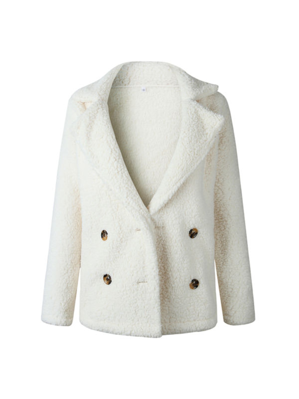 Womens Winter Warm Pocket Fluffy Coat Button Faux Fur Jackets Outerwear Jumper Casual - image 3 of 4