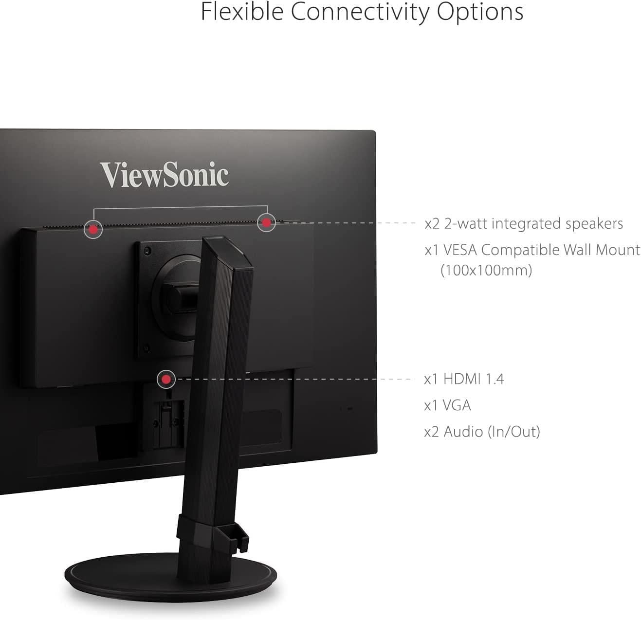 ViewSonic VA2447-MH 24 Inch Full HD 1080p Monitor with Ultra-Thin Bezel, Adaptive Sync, 60Hz, VESA, and HDMI, VGA Inputs for Home and Office