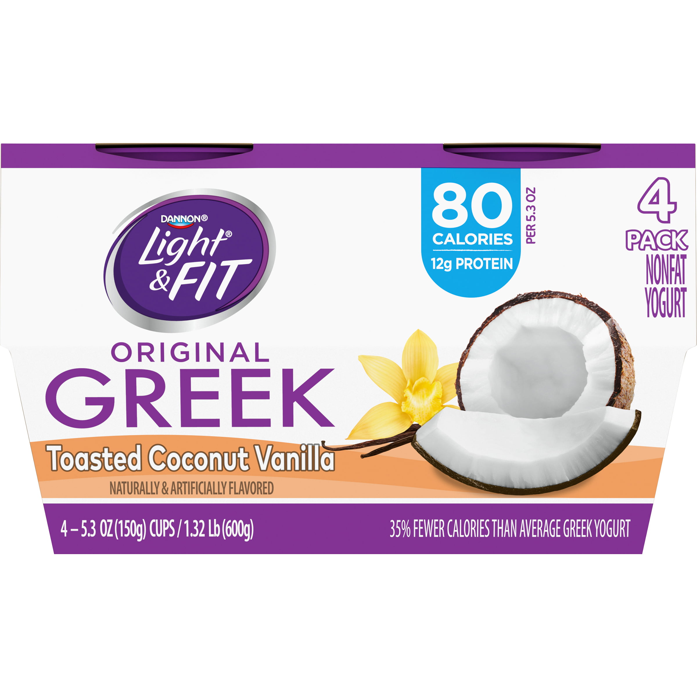 Light & Fit Nonfat Toasted Coconut Vanilla Greek Yogurt, 5 ...