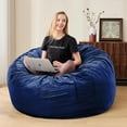 thumbnail image 6 of Bean Bag Chair for Adults - BeanBag Chairs with Soft Cover - Furniture Round Fluffy Couch Sofa for Living Room Lounge Bedroom College Dorm - Gifts for Gaming Reading Relaxing, 3 Feet, Cobalt, 6 of 15