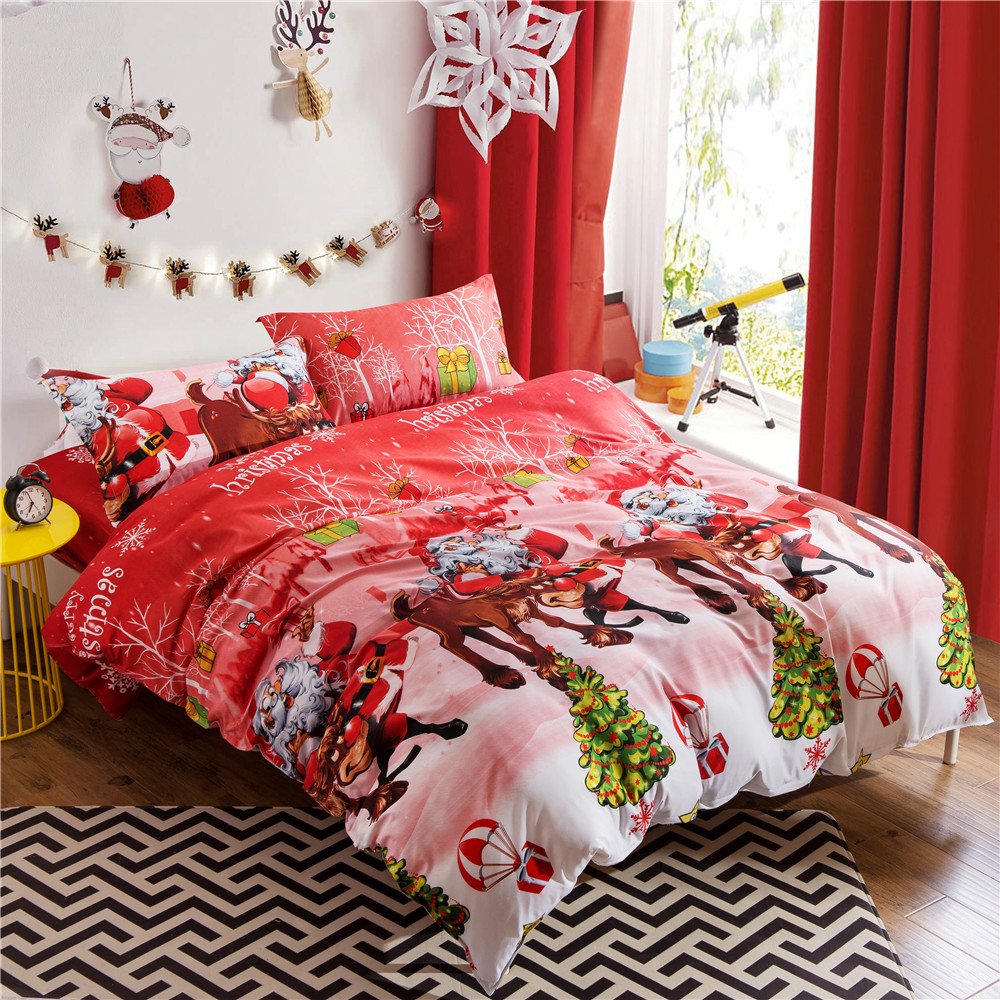 Christmas Duvet Cover Set Christmas Gift Reindeer Quilt Cover 167*230cm