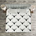 thumbnail image 3 of Ambesonne Deer Quilted Bedspread Set 3 Pcs, Animal Head Silhouettes, Queen Size, Black White, 3 of 3