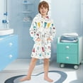 thumbnail image 5 of FORMRS Niños Bathrobe Unisex Hooded Robe Soft Plush Pajamas Sleepwear, Size 4-6T, Red Simple Shapes, 5 of 7