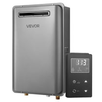 VEVOR Gas Tankless Water Heater, 5.3Gal Outdoor 120000 BTU Instant Hot Water Heater, Smart Temperature Control & 3/4 inch NPT Interface& Multiple Security Protections for Whole House, Silver Gray