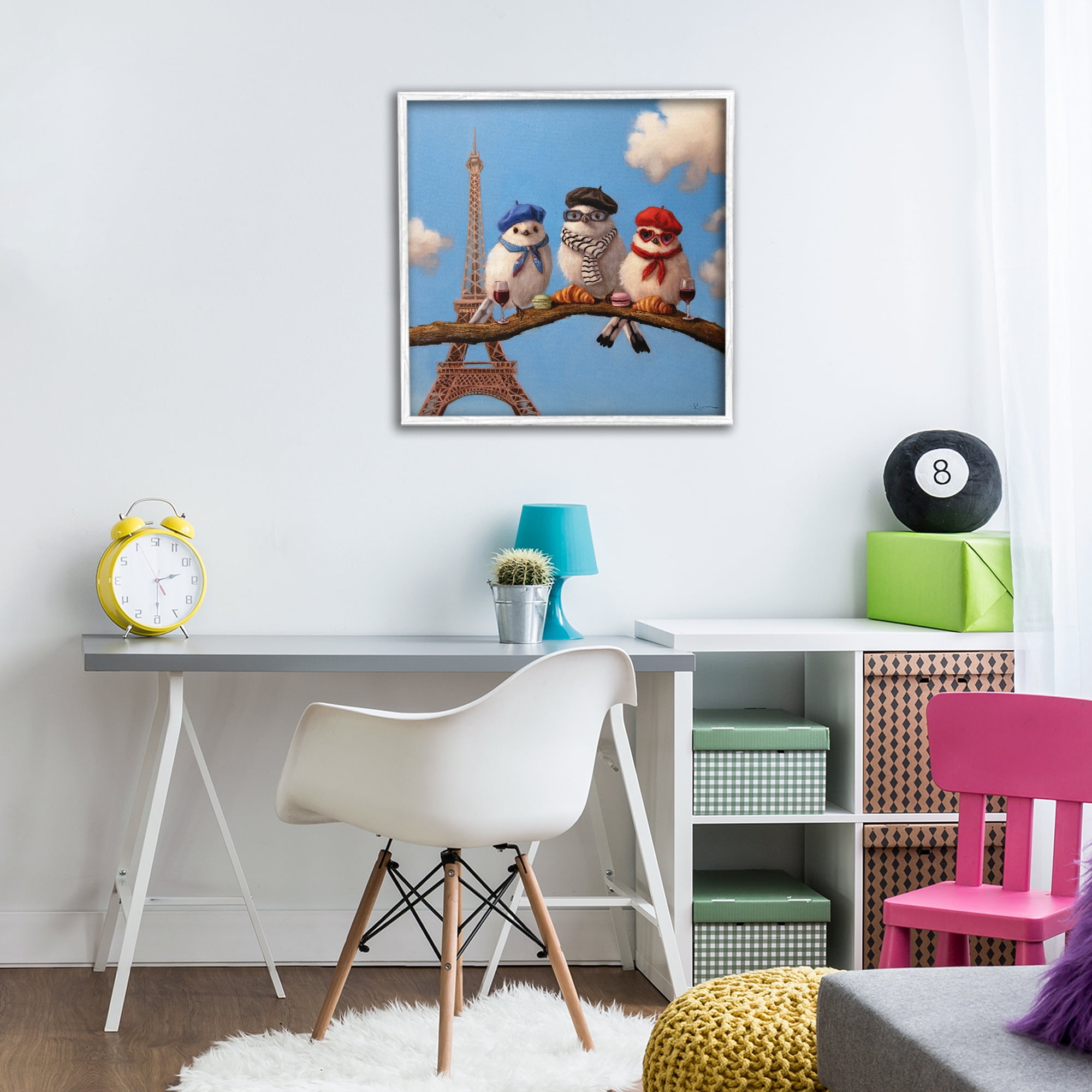 Stupell Industries Parisian Chic Birds in Paris White Framed Giclee Art, design by Lucia Heffernan