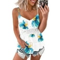thumbnail image 4 of USSUMA Plus Womens Tops Dressy Casual Women Lace V Neck Floral Cami Tank Top Spaghetti Strap Sleeveless Shirts Summer Beach Tropical Print Babydoll Tank Tops, 4 of 6