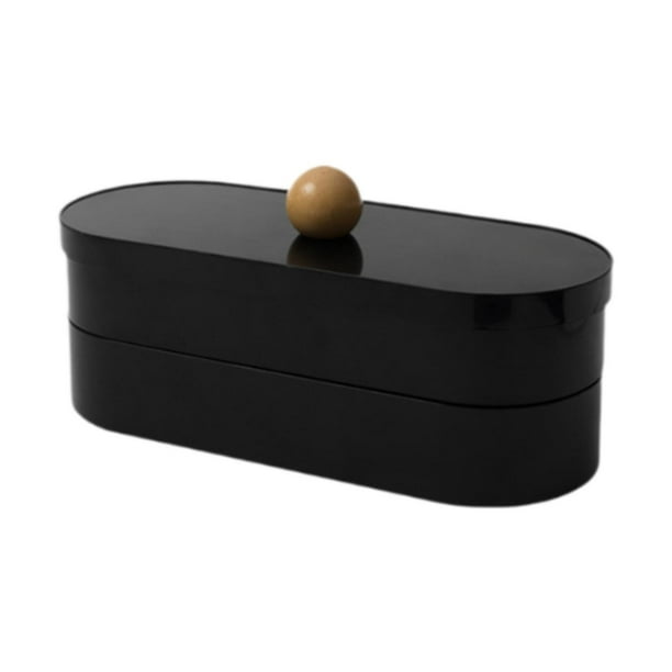 Organizador de accesorios para el cabello, organizador de joyas, contenedor para lazos para el cabello, 2 capas negro